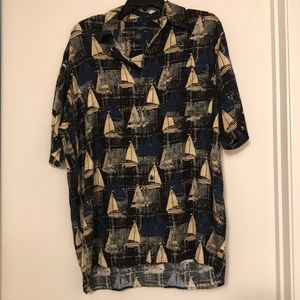 Boat print button down shirt
